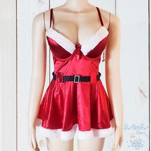 NWT FRENCH AFFAIR AUTHENTIC WOMEN'S CHRISTMAS SEXY SANTA LINGERIE BABYDOLL SET